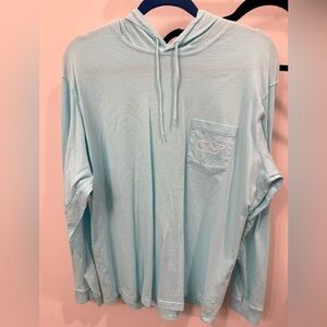 Vineyard Vines Aqua Whale Logo Tee with Hood